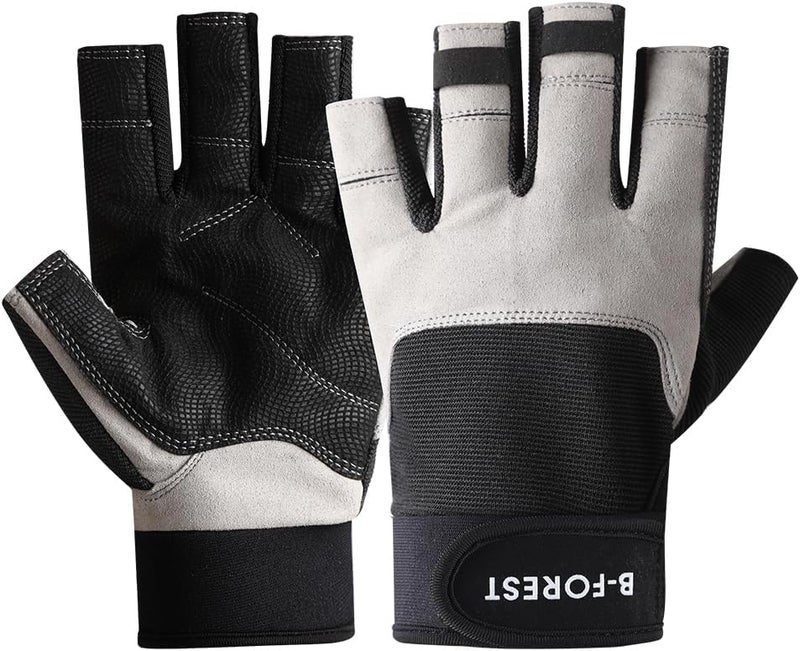 B-FOREST 3/4 Length Finger Sailing Gloves for Kayaking，Rowing,Stand Up Paddle Boards, Water Skiing, Paddling and Diving,Professional Fishing Gloves for Men Women Youth - Image 1